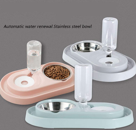 Pet Bowls with Automatic Water Bottle