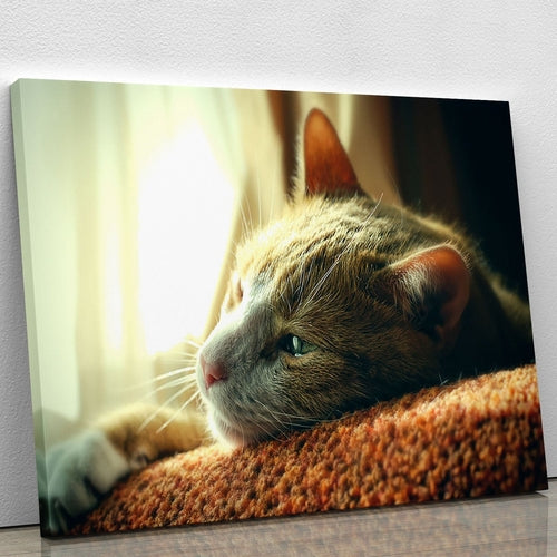 Sad Red Cat Portrait - Canvas Print